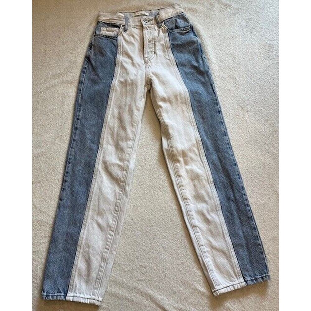 PacSun Denim Jeans Women’s Size 23 Colorblock Button-Fly High Rise Straight Leg